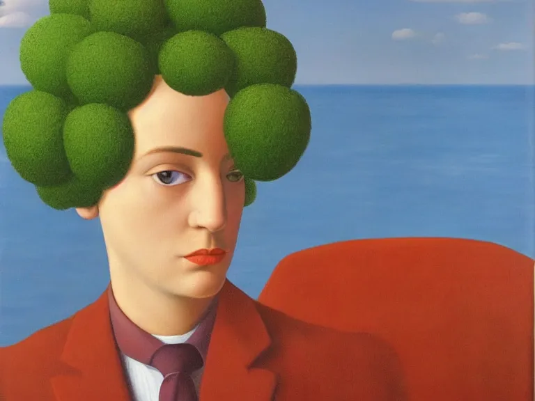 Image similar to beautiful painting by rene magritte, high detail, high resolution