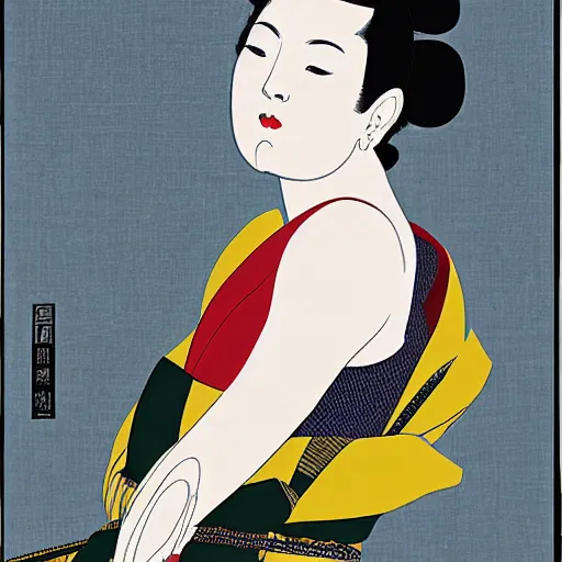 Prompt: neal peart, digital art, utamaro kitagawa style