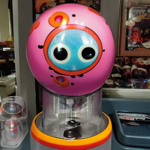 Image similar to gumball machine full of eyeballs instead of gumballs