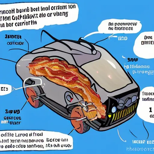 Image similar to the deliverator's car has enough potential energy packed into its batteries to fire a pound of bacon into the asteroid belt.