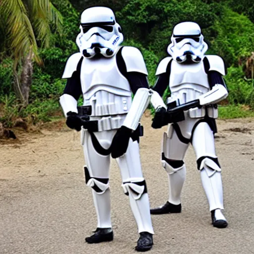 Prompt: storm troopers on holiday in thailand