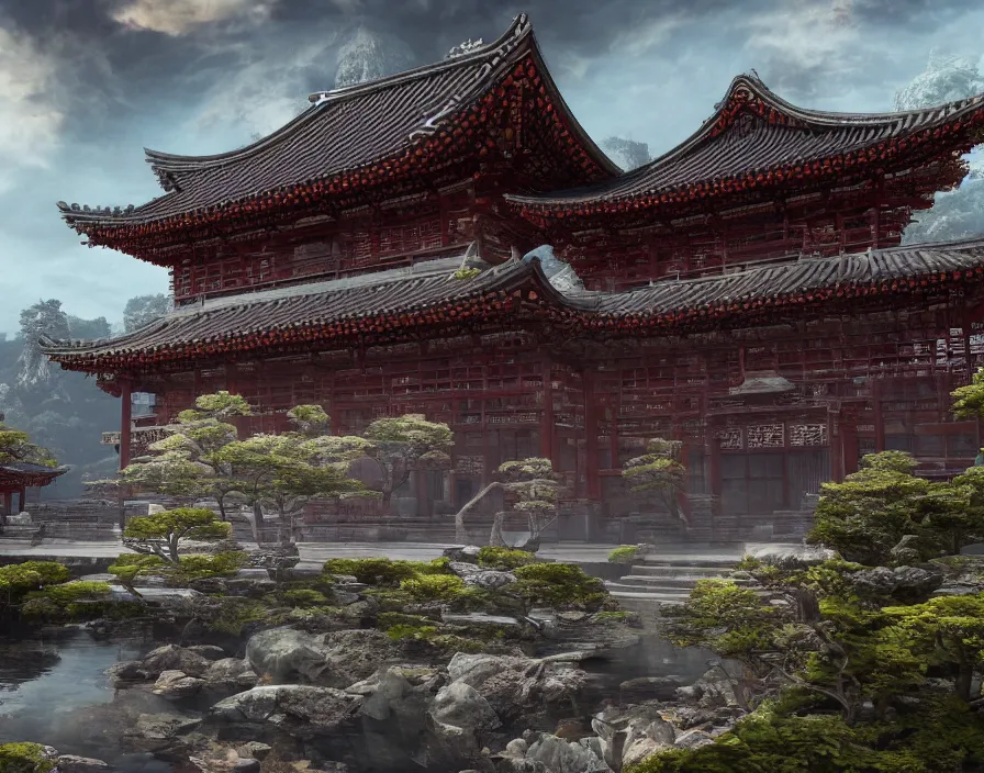 Image similar to silent old asian temple, beautiful texture, beautiful graphics, fantasy artwork, very beautiful scenery, hd, hdr, ue 5, ue 6, unreal engine 5, cinematic 4 k wallpaper, 8 k, ultra detailed, by popular digital, details, beautiful image ever created, high resolution, artstation, award winning