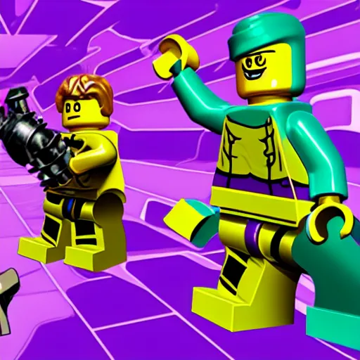 Prompt: screenshot of LEGO Universe maelstrom enemies, purple fire, maelstrom creatures