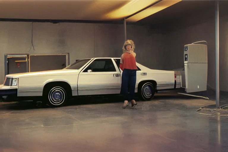 Image similar to 1985 Caprice inside of a car wash, ektachrome photograph, volumetric lighting, f8 aperture, cinematic Eastman 5384 film