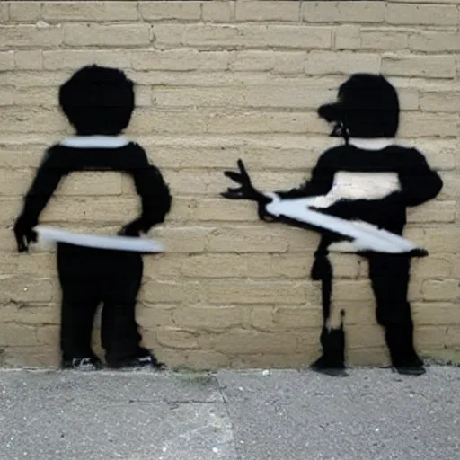 Image similar to 2 rubberband boys made by banksy