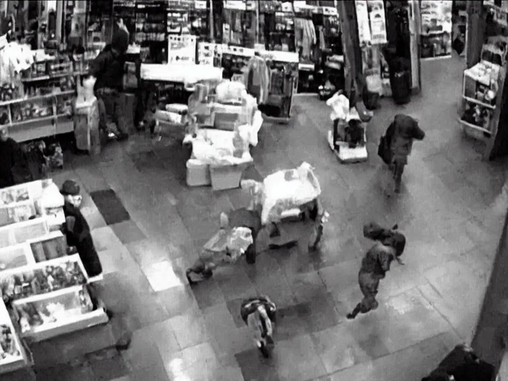 Prompt: jesus christ caught on cctv camera robbing store, trending on youtube, perfect faces