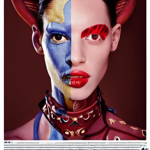Prompt: dolce & gabbana campaign featuring jar jar binks as a female cowgirl, long eyeslashes, huge juicy lips, big seductive eyes, shot by mario testino, realistic vfx simulation