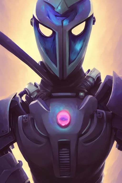 Image similar to epic mask helmet robot ninja portrait stylized as fornite style game design fanart by concept artist gervasio canda, behance hd by jesper ejsing, by rhads, makoto shinkai and lois van baarle, ilya kuvshinov, rossdraws global illumination radiating a glowing aura global illumination ray tracing hdr render in unreal engine 5