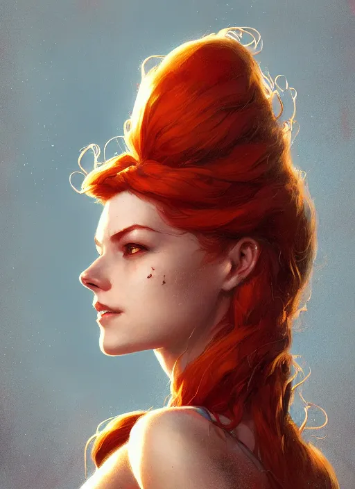 Prompt: portrait of mary jane from spider - man, digital art by artgerm and greg rutkowski, gaston bussiere, sakimi chan and android jones and karol bak, cinematic lighting, trending on artstation, volumetric dust, intricate, elegant