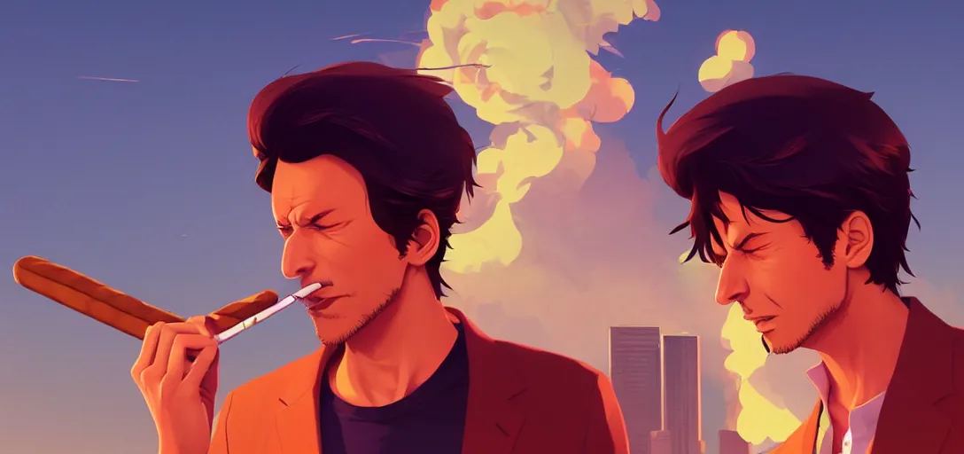 Prompt: ⁠portrait of Imran Khan Smoking a cigar , Karachi skyline background, rich vivid colors, ambient lighting, dynamic lighting, 4k, HQ, official media, anime key visual, makoto shinkai, ilya kuvshinov, lois van baarle, rossdraws, detailed, trending on artstation