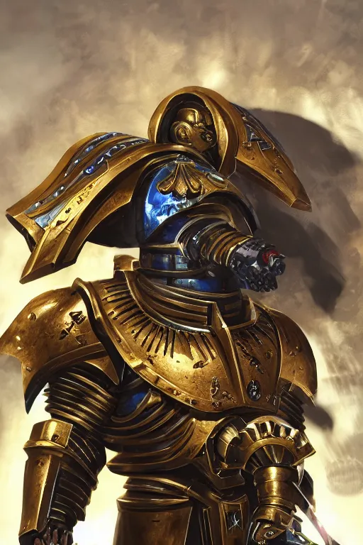 Image similar to armor portrait heros warhammer 4 0 k horus heresy fanart - the primarchs emperor by johannes helgeson animated with vfx concept artist & illustrator global illumination ray tracing hdr fanart arstation zbrush central hardmesh 8 k octane renderer comics stylized