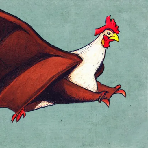 Image similar to ( chicken + bat ) flying