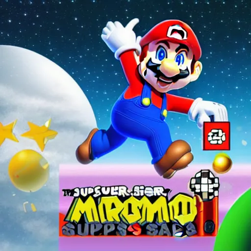 Image similar to The super Mario bros super show in space, digital art