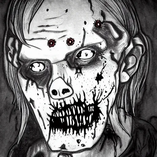 Image similar to the walking dead zombie drawn by bill couture