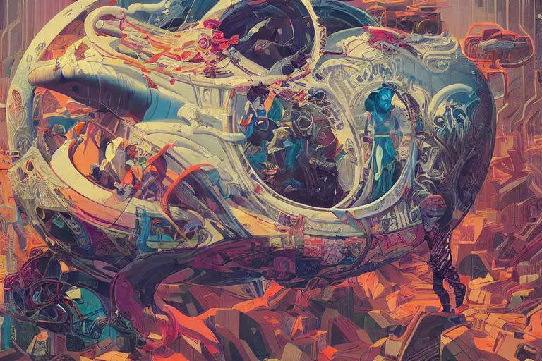 Prompt: traveling the river styx, tristan eaton, victo ngai, artgerm, rhads, ross draws