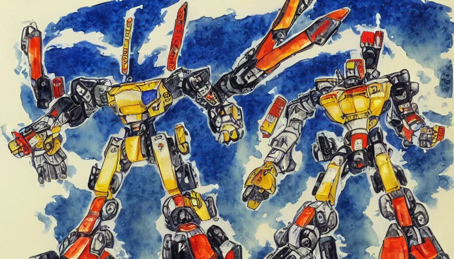 Image similar to gunma mecha in the style of john william water house, watercolor
