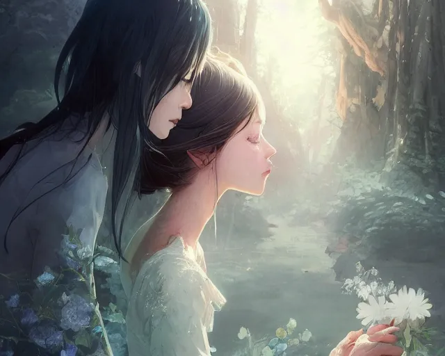 Prompt: two beautiful girls kissing, sharp details, sharp focus, elegant, highly detailed, illustration, by jordan grimmer and greg rutkowski and pine ( ハイネ ) and 薯 子 imoko and 香 川 悠 作 and wlop and maya takamura, intricate, beautiful, trending artstation, pixiv, digital art