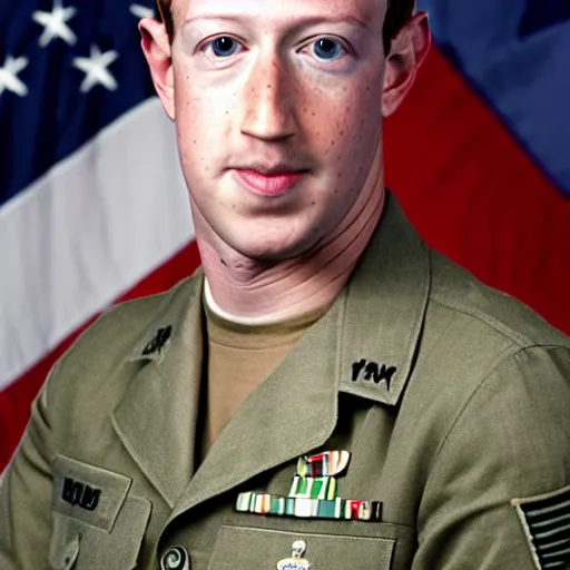 Prompt: Photo of Staff Sergeant Mark Zuckerberg