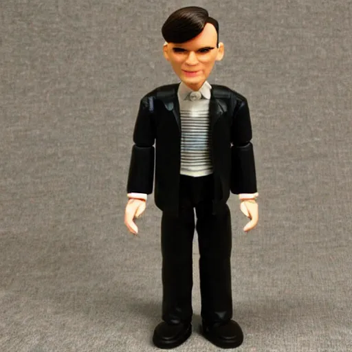 Prompt: alan turing stop motion vinyl action figure, plastic, toy