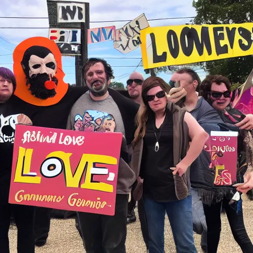 Image similar to a sign that says comicsgate is a love group