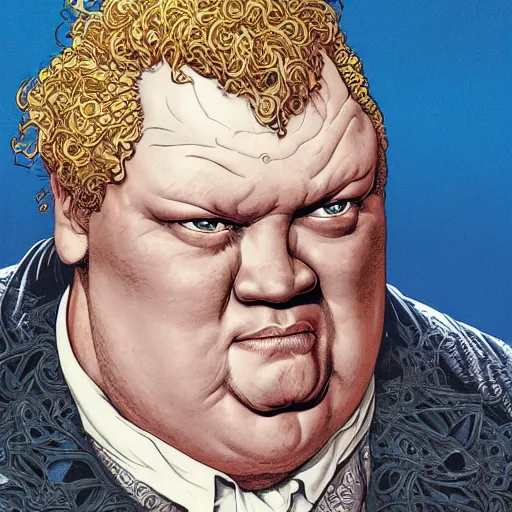 Image similar to portrait of baron vladimir harkonnen, symmetrical, by yoichi hatakenaka, masamune shirow, josan gonzales and dan mumford, ayami kojima, takato yamamoto, barclay shaw, karol bak