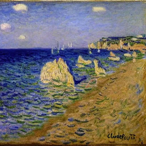 Prompt: Finistère coast by Claude Monet