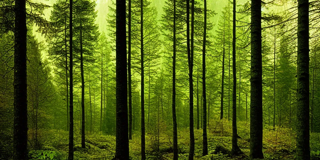 Prompt: lush north european mountainous broadleaf deciduous forest, against light, glare, bright details, contrasting, daylight, highly detailed, by dieter rams 1 9 9 0, national geographic magazine, reportage photo, natural colors