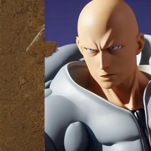 Image similar to saitama action figure. realistic. photo. photorealistic. detailed. high quality. high resolution. lossless quality. lossless. 8 k. hdr. 4 k. 8 k resolution. 1 6 k resolution