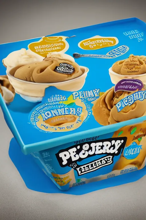 Image similar to ben and jerry's pelmeni flavoured ice cream, product photography, highly detailed packaging