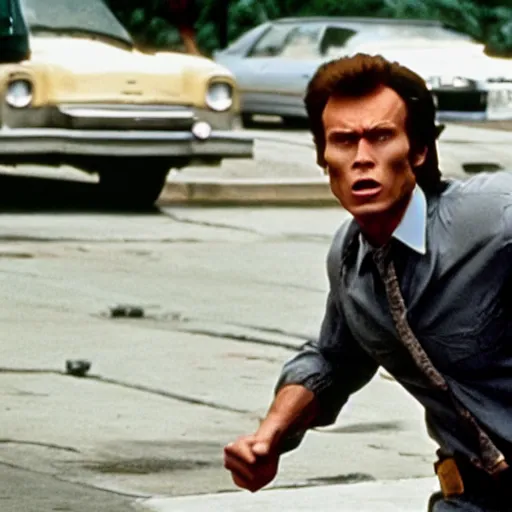 Image similar to Live Action Still of Jerma985 in Dirty Harry, real life, hyperrealistic, ultra realistic, realistic, highly detailed, epic, HD quality, 8k resolution, body and headshot, film still