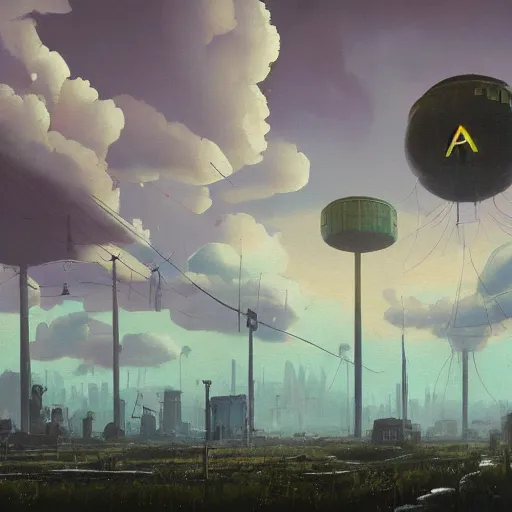 Prompt: An atompunk city with the sun shining through the clouds,buildings,in utopia by Simon Stålenhag and Greg Rutkowski In style of Grant Wood.hyper detailed,8K Resolution,highly realistic.trending on Artstation.oil on canvas