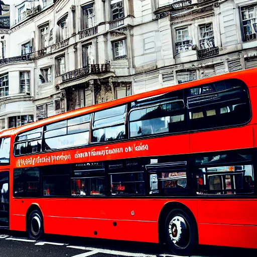 Prompt: shining chrome london bus