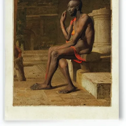Prompt: east african man, in ancient rome, philosophical, contemplative, by giovanni battista