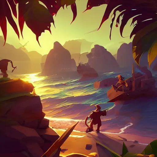 Image similar to painting treasure on sea of thieves game smooth median photoshop filter cutout vector, behance hd by jesper ejsing, by rhads, makoto shinkai and lois van baarle, ilya kuvshinov, rossdraws global illumination