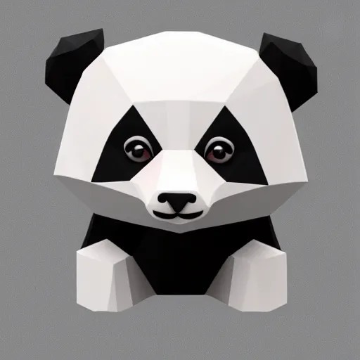 Prompt: a low poly isometric render of a panda, white background