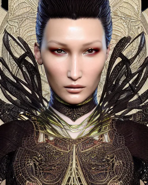 Image similar to a highly detailed metahuman 8 k close up render of bella hadid in takato yamamoto style trending on artstation made in unreal engine 4