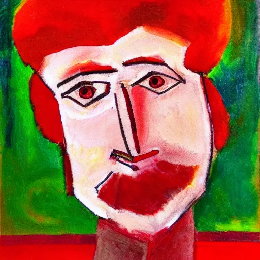 Image similar to a red headed man, expressionist, art, portrait,