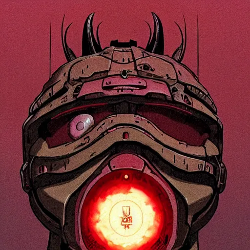 Image similar to the doomslayer, art by studio ghibli symmetry!!