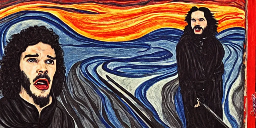 Image similar to john snow in the the scream painting