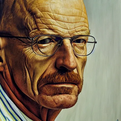 Image similar to high quality high detail painting by lucian freud, hd, portrait of walter white