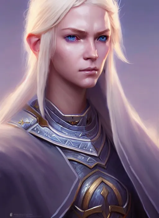 Image similar to a fantasy style portrait painting of shy white female paladin with blonde hair and blue eyes shy, scar under left eye, holy oil painting unreal 5 daz. rpg portrait extremely detailed artgerm greg rutkowski _ greg