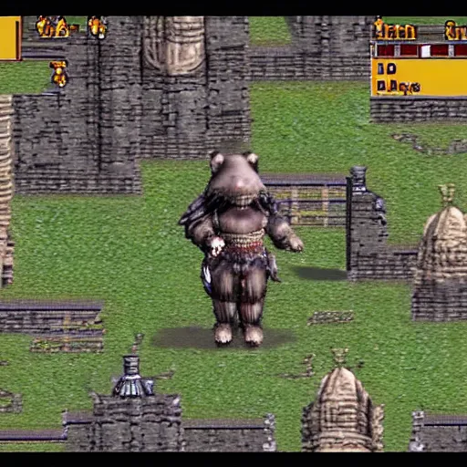 Prompt: a screenshot of a bear enemy in final fantasy ix for the playstation 1