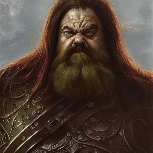 Prompt: angry dwarf, elden ring boss, matte painting, detailed, elden ring, oil on canvas