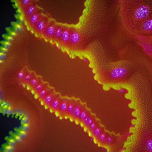 Prompt: highly detailed 3 d rendering in octane and vray of a colorful slime mold made of cellular automata according to golden ratio pattern floating in space. beautiful mystical lighting, mist, sigma 2 4 mm