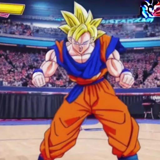 Image similar to still of goku in nba 2 k