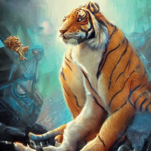 Image similar to an aesthetic award winning commission of a male anthro tiger singing on a spaceship,digital art,art by greg rutkowski,ross tran,character design by charles bowater,artgerm,hyperdetailed body,detailed face,beautiful,artstation,deviantart,stylish,space themed