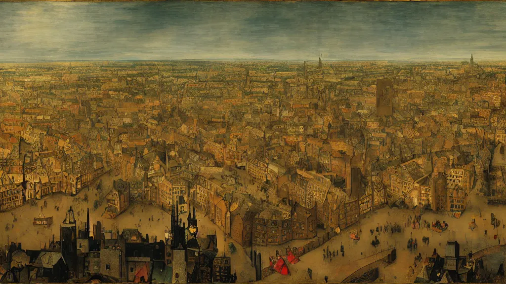 Image similar to victorian london, by pieter bruegel the elder, visual novel, perfectionism, volumetric light, contre - jour, scattering, lumen reflections, tornadic