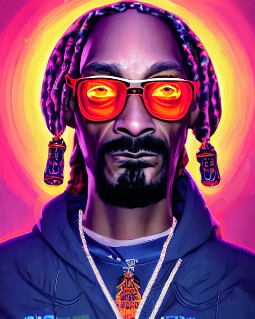 Prompt: detailed full body portrait of snoop dogg, cyberpunk futuristic neon, orange reflective puffy coat, decorated with traditional Japanese ornaments by Ismail inceoglu dragan bibin hans thoma greg rutkowski Alexandros Pyromallis Nekro Rene Maritte Illustrated, Perfect face, fine details, realistic shaded, fine-face, pretty face