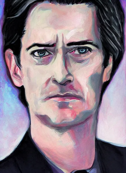 Prompt: portrait of kyle maclachlan as dale cooper by flore maquin