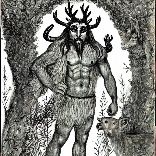 Image similar to Cernunnos and nature in the style of DZO:OLIVIER